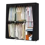 Portable Closet 50 Inch Wardrobe Closet for Hanging Clothes with Black Non-Wo...