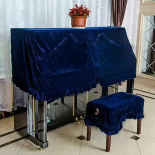 鋼琴罩 啟顏 加厚金絲絨鋼琴半罩鋼琴套防塵罩絲絨鋼琴罩簡約鋼琴兩件套『CM396282』
