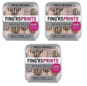 3-Pack NEW Fing'rs Prints Press-On Nails 24 Count 31051 Walk This Way (Sealed)
