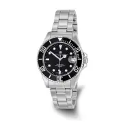Ladies Charles Hubert Solid Stainless Steel Black Dial Watch