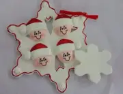 Personalized Snowflake Family of four 4 Christmas Ornament Holiday