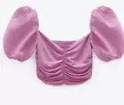 New With Tag Zara pink Ballon sleeve crop top,Size L,color Pink