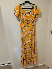 Mister Zimi size 10 party dress, orange, green, pink tones, easy care