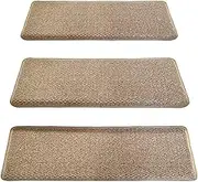 Anti Slip Stair Treads for Wooden Steps Indoor, Imitation Sisal Stair Carpet Runner with Reusable Adhesive, Soft & Comfortable Non Slip Bullnose Carpet Stair Treads for Kids Elders and Pets (Color :