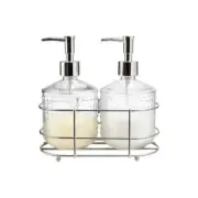 Circleware - Vintage Retro Hobnail 3pc Set 2 Soap Pumps and Caddy