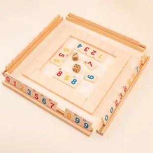 木製兒童益智玩具 思維訓練教具 趣味親子互動積木 多人對戰數字積木 桌遊玩具