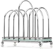 CKS Kilo Chrome Victorian 6 Slice Slot Breakfast Toast Rack with Frosted Glass Base and Handle BA87