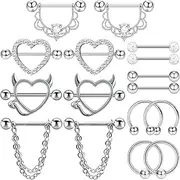 [TYXHXTF] 8 Pairs Tongue Piercing Nipple Piercing for Women Body Jewellery Set for Women, 1, 1, No
