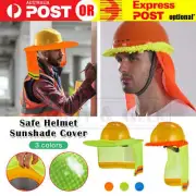 Blue Yellow Orange Hard Hat Helmet Sun Brim with Neck Flap Plastic Cloth Covered