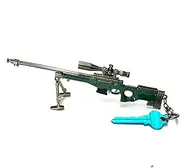 Metal Keychain Minature Toy Diecast Model AWM Sniper Rifle Large 18cm Keychain Size Diecast Model Gun for Millitary Collectors Highly Detailed Large Metal AWM Sniper Novelty Military Themed Keychain