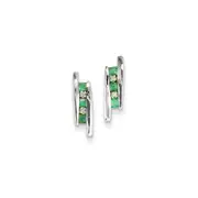 14k White Gold Real Diamond and Emerald Earrings