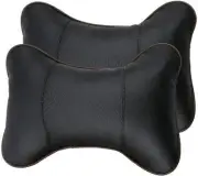 2PCS Leather Car Seat Pillow Breathable Car Head Neck Rest Cushion Headrest A...