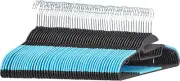 Non-Slip Heavy Duty Plastic Hanger with Rubber and Horizontal Bar - 50-Pack, Blu