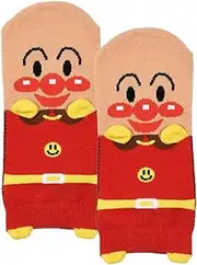 fukuske(福助) Fukusuke 387Q11M3 Anpanman Puppet, 7 Characters, Front Sneaker-in-Length Socks, 2 Pairs Set, Fukusuke Kids