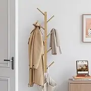 Furshus Coat Rack Wall Mount,Bamboo Vertical Hat Rack for Wall,Wall Coat Tree,Coat Hanger,Floating Coat Rack for Hats,Jackets,Bags,Entryway Bedroom (Natural)