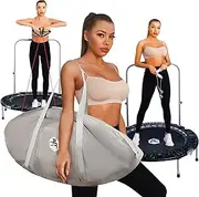 Shape Fit Core Indoor Trampoline (48 inches) with Carry Bag - Easily Foldable & Portable Height Adjustable Foam Handle bar, Max 330LB Load, Wireless Jump Rope & Resistance Band Included 3in1 Workout