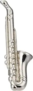 [Knighthood] Men's Silver Saxophone Tie Pin/Tie Bar Silver Lapel Pin Badge Coat Suit Wedding Gift Party Shirt Collar Accessories Brooch (Silver) (KHNEW17-SAXOPHONE)