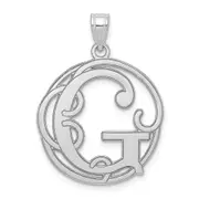 Sterling Silver Rhodium-Plated Fancy Script Letter G Initial Pendant