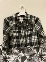 Cat & Jack Boys Plaid Jacket/Coat Black/White Front Chest Pockets S (6/7)