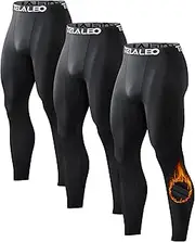 [TELALEO] 3 Pack Men's Thermal Compression Pants Fleece Lined Sports Tights Athletic Leggings Cold Weather Baselayer Winter Gear