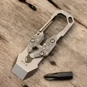 Damascus Steel TC4 Titanium Crowbar Pry Bar Under Reach EDC Multi-Tools Keychain