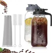 [ZHENGYAOYANG] Glass Pitcher with Lid for Fridge Water Pitcher Iced Tea Pitcher Glass Jar with Lid Zero Water Pitcher Kitchen and Dining
