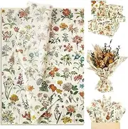 SUMMORO 100 Sheets Floral Tissue Paper Vintage Wildflowers Tissue Paper for Gift Bags Watercolor Floral Printed Gift Wrapping Paper for Wedding Bridal Shower Birthday DIY Craft, 20 x 14 Inch