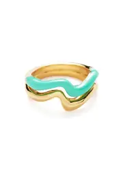 Missoma Squiggle Curve Two Tone 18kt Gold-plated Ring - Turquoise - Size Q Size Q