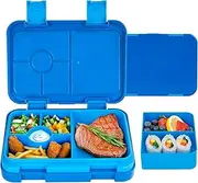 Double Buckle Lunch Box, Leakproof Bento Lunchbox, Sandwich Friendly Tray, Kids & Adults Lunch Box, Easy Open Latch, Compact, Durable, Spacious Food Tray (Blue)