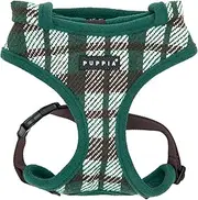 [Puppia] Festive Hooded Dog Harness Over-The-Head Warm Winter Checkered Pattern Adjustable Chest for Small and Medium Dog, Green, Small