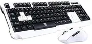 Keyboard Mouse Combos,Soke-Six Waterproof Multimedia 2.4GHz Wireless Gaming Keyboard with USB Cordless Ergonomic Mouse DPI Control for Desktop PC Laptop(White)