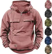 [VIGOFIL] Men Tactical Sweatshirt, Quarter Zip Cargo Pullover Hoodies, Men's Tactical Sweatshirt Casual, Outdoor Workout Pullover