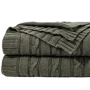 120*180cm Cable Knit Throw Super Soft Warm Knitted Blanket Home Decor Throw Blanket - Grey