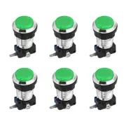 Game Round Push Buttons Green LED Light with Micro Switches 33mm/12V/6 Pcs