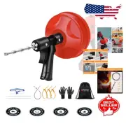 35 FT Plumbing Drain Snake Auger - Ergonomic Design with Essential Accessories