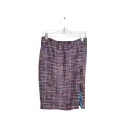 Rachel Roy Fall II DK AQUA MULTI PLACKET LINED pencil skirt size med side split.