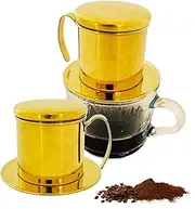 Vietnamese Coffee Phin Filter - Gold, Elegant Vietnamese Coffee Drip Maker for an Authentic Vietnamese Strong Coffee Cup
