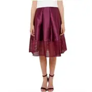 NWT Ted Baker London Deep Purple Jurisa Mesh Panelled Full Skirt Size 2 ($295)