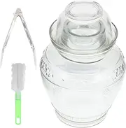 1Set Transparent Pickle Jar Kitchen Storage Container for Homemade Pickles Lid Modern Design for Vegetable Fermentation and Food Preservation