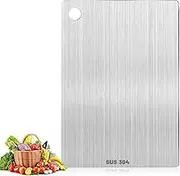 Pavlleen Titan Chopping Board, Stainless Steel Chopping Board, Double-Sided Food Grade, Stainless Steel S304, BPA-Free, for Meat, Bread, Vegetables, Fruit Cutting (30 x 20 cm)