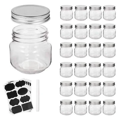 24 PACK Glass Mason Jars with Regular Mouth Lids for Jam Honey Candies Oats