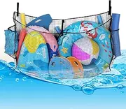Float Storage Net, Pool Toy Mesh Organizer, Large Netting Holder, 59 x 11.8 x 33.5 inches, Outdoor Storage, for Backyard Poolside Beach Camping Swimming, Long Lasting Decor