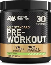 Optimum Nutrition Gold Standard Pre Workout Energy Drink Powder with Creatine Monohydrate, Beta Alanine, Caffeine and Vitamin B Complex, Green Apple, 30 Servings, 330 g