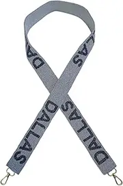 Lashicorn Dallas Silver Beaded Purse Strap Blue Letters 49” Pro Football Stadium Approved Clear Bag Cowboy Gold Hardware Sports College Texas Gifts, Gray, Blue