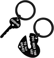 [LIFKOME] Lightweight Heart Decor Key Pendant Cast Key for Couples Unique Keychain Hooks Rings