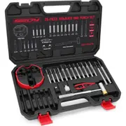 86470 - Pin Punch Hammer Set: 25-Piece Punch Set and Hammer with Bench Block, Steel Roll Pin Punch Set, Pin Punches with Replaceable Face Hammer, Mechanical Repair Tool for Maintenance