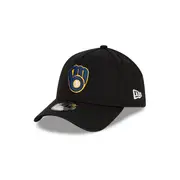 Milwaukee Brewers Black with Official Team Colours Logo 9FORTY A-Frame Snapback
