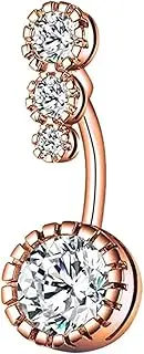 [FrEshn] Nose Ring Women Sexy Rhinestone Dangle Belly Button Chain Navel Piercing Ring Body Jewelry Waist Chain Button Puncture Jewelry Fake Nose Ring (Style : A9756-RG)