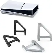 4Pcs for PS5 Slim Stand Console for PS5 Slim Horizontal Stand Bracket Holder Flat Base Compatible with Sony PlayStation 5 Slim Disc Edition Accessories (Black and Gray)