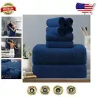 Deluxe Navy Bath Towels Set - 2 Oversized Sheets, 2 Hand Towels & 4 Washcloths